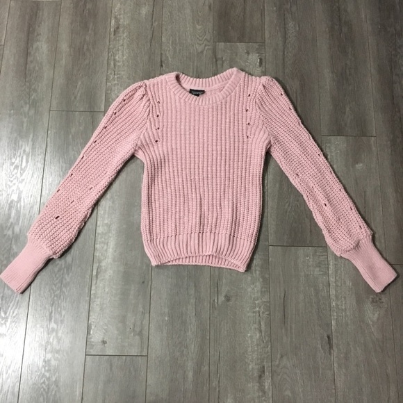 Topshop pink chunky knit distressed sweater 2 - Picture 3 of 8